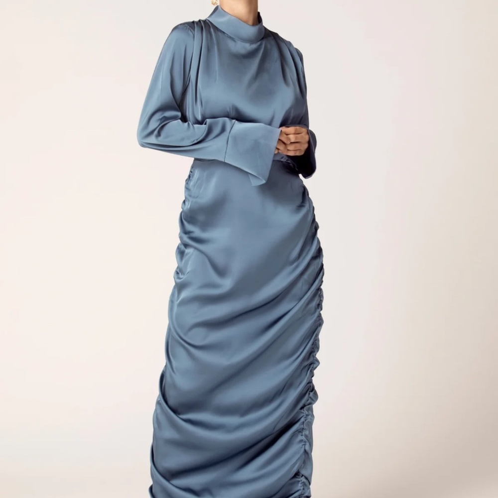 XS Rouched Satin Maxi Dress